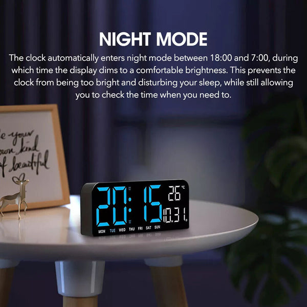 Large Digital Big Jumbo LED Wall Desk Clock Display With Temperature C