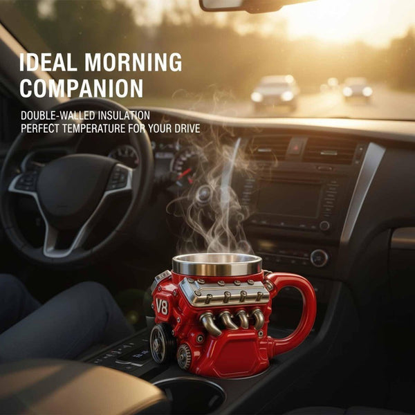 Retro V8 Engines Stainless Steel Cup Insulation Car Mug Gifts for Men