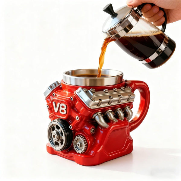 Retro V8 Engines Stainless Steel Cup Insulation Car Mug Gifts for Men