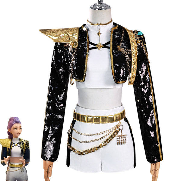 K-Pop Demon Hunters Costume Wig Black Dress Outfit Adults Mira Rumi Zo