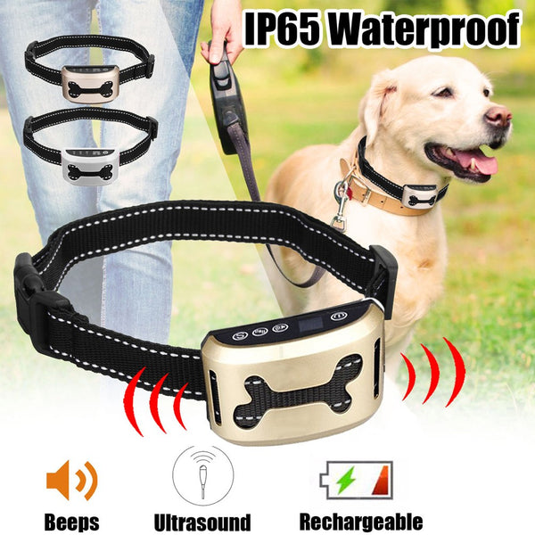 Dog barking Pet Rechargeabl barking collar vibrate barkcollar Auto Ant