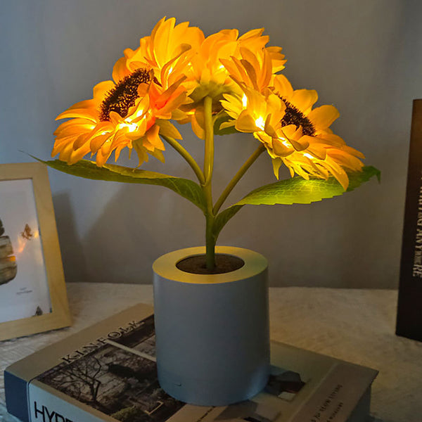 Sunflower Night Light LED Flowers Lamp Bedside Lights Rechargeable Dec