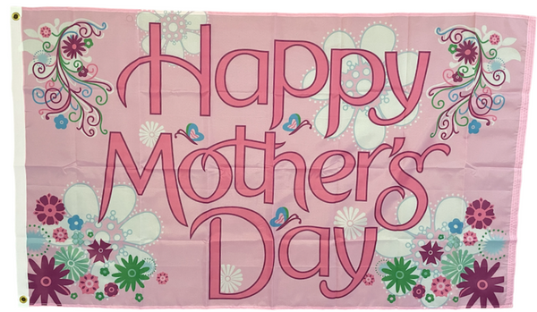 Happy Mothers Day Flag Large Pink Happy Mother's Day Flag 150 x 90cm