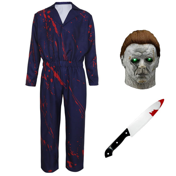 Michael Myers Cosplay Halloween Coveralls Horror Adults Mask Jumpsuit