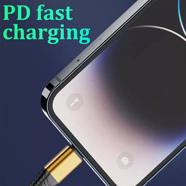 3-in-1 Micro Fast Charger Cable Fast Charging 100W Android Type-C PD F