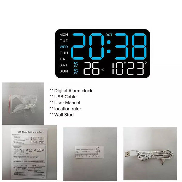 Large Digital Big Jumbo LED Wall Desk Clock Display With Temperature C