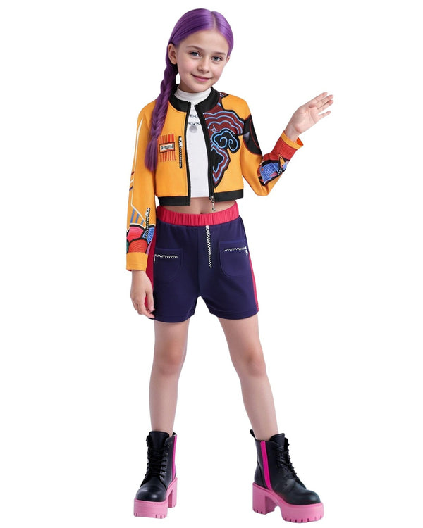 Kids Girls K-Pop Demon Hunters Rumi Mira Zoey Costume Cosplay Dress Bo