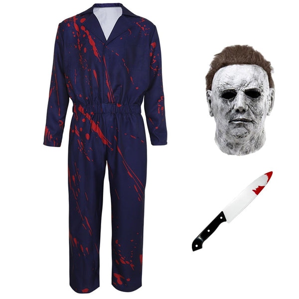 Michael Myers Cosplay Halloween Coveralls Horror Adults Mask Jumpsuit