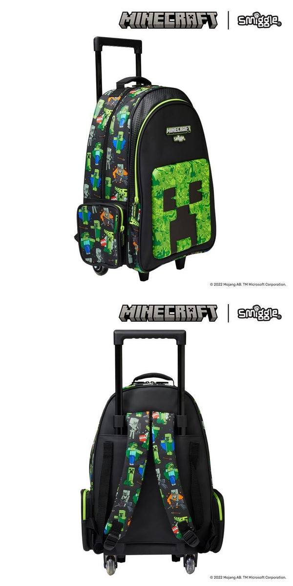Minecraft Kids School Bag Set – Backpack, Trolley Bag, Lunch Bag, Lunch Box & Bottle