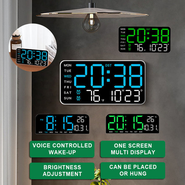 Large Digital Big Jumbo LED Wall Desk Clock Display With Temperature C