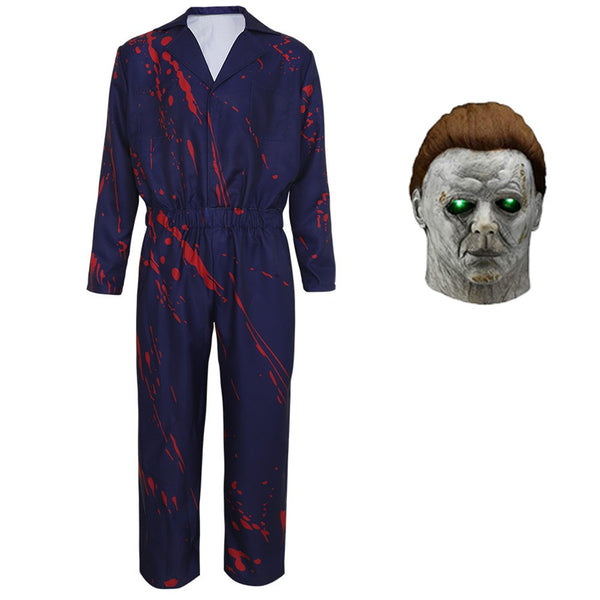 Michael Myers Cosplay Halloween Coveralls Horror Adults Mask Jumpsuit