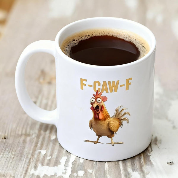 Novelty Ceramic F-Caw-F Coffee Mug Funny Chicken Mug F-Caw-F Rooster C
