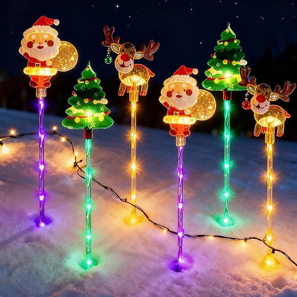 6 in 1 Solar LED Pathway Light Waterproof Garden Stake Lights Outdoor