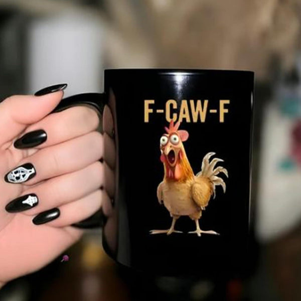 Novelty Ceramic F-Caw-F Coffee Mug Funny Chicken Mug F-Caw-F Rooster C