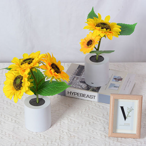 Sunflower Night Light LED Flowers Lamp Bedside Lights Rechargeable Dec