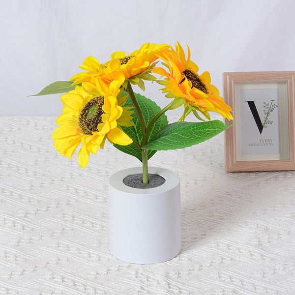 Sunflower Night Light LED Flowers Lamp Bedside Lights Rechargeable Dec