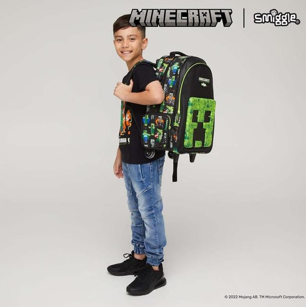 Minecraft Kids School Bag Set – Backpack, Trolley Bag, Lunch Bag, Lunch Box & Bottle
