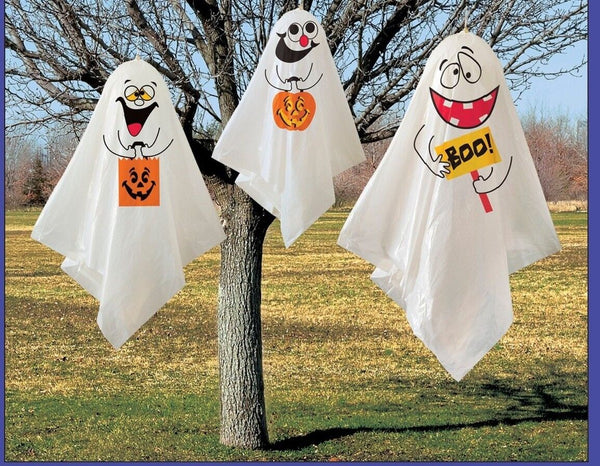 Halloween Spooky Scary Party Pack of 3 Hanging Ghost Decorations Indoor Outdoor - Lets Party