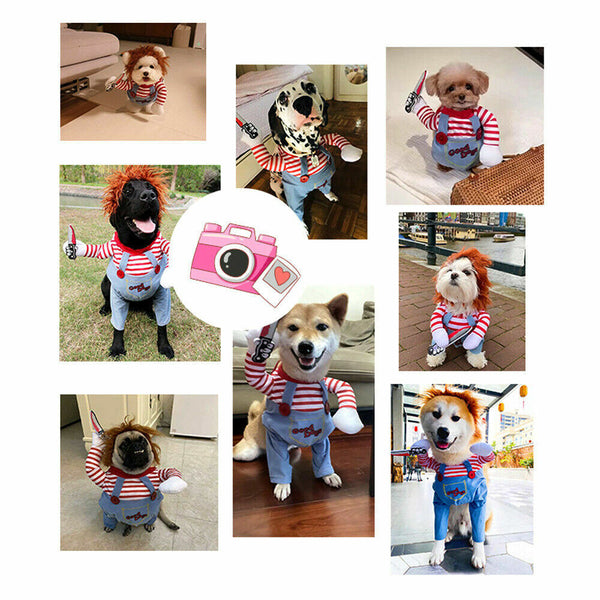 Halloween Pets Dog Cat Costume Party Chucky Cosplay Poppy Fancy Dress Jumpsuits - Lets Party