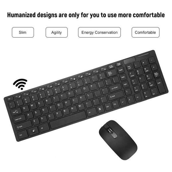 Slim Wireless Keyboard and Mouse Combo USB Set For PC Laptop Desketop Tablet - Lets Party