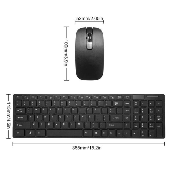 Slim Wireless Keyboard and Mouse Combo USB Set For PC Laptop Desketop Tablet - Lets Party