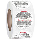 500pcs/roll Candle Safety Warning Label Candle Jar Stickers Round Wax Melting