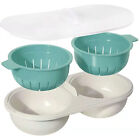 2x Draining Egg Boiler Set Edible Silicone Double Microwave Egg Poacher Cookware