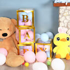 4Pcs/Set Balloon BABY Box Cube Clear Boxes Birthday Baby Shower Party Gift AU
