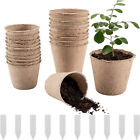 100X Biodegradable Seedling Pots Seed Garden Pots Cardboard Nursery Plant Labels