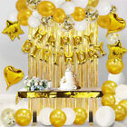 3M Metallic Tinsel Curtain Foil Backdrop Pom Poms Streamers Hen Party Deco Gold