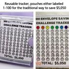 2PCS 100 Envelope Challenge Binder Budget Binder Savings Challenge Planner Book
