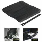 200PCS Magic Cable Ties Reusable Hook and Loop Cable Ties Organiser Cords Black