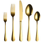 15X Cutlery Sets,Stainless Steel Mirror Polished Dishwasher Safe for Home,Gold