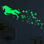 Glow In The Dark Rainbow Moon Stars Unicorn Wall Sticker Kids Room Fun Decor