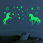 Glow In The Dark Rainbow Moon Stars Unicorn Wall Sticker Kids Room Fun Decor