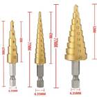 3pcs NEW HSS Steel Step Cone Drill Titanium Bit Set Hole Cutter 3/12mm 4-12/20mm