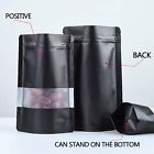 200x Heat Seal Food Lock Bag Window Black Matte Stand up Pouches Mylar Foil Bag
