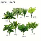 18Pcs Outdoor Artificial Plants UV Resistant Real Touch Fake Greenery Stems Faux