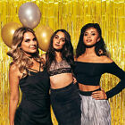 3M Metallic Tinsel Curtain Foil Backdrop Pom Poms Streamers Hen Party Deco Gold