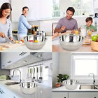 5PCS Stainless Steel Bowl Polished Round Mixing Bowl Salad Baking Basin Silvery