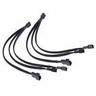 2-10X 1 to 3 Ways 4 pin PWM Fan Cable Splitter Sleeved Extension Extender Cable