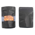 200x Heat Seal Food Lock Bag Window Black Matte Stand up Pouches Mylar Foil Bag