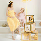 4Pcs/Set Balloon BABY Box Cube Clear Boxes Birthday Baby Shower Party Gift AU
