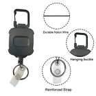 1X Heavy Duty Metal Retractable Carabiner Key Chain Ring Badge Holder Steel Cord