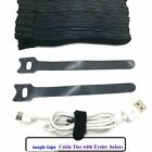 200PCS Magic Cable Ties Reusable Hook and Loop Cable Ties Organiser Cords Black