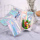 100PCS Rainbow Colour Holographic Storage Pouches Zipper Seal Foil Packaging Bag