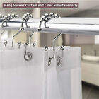 24X Shower Curtain Hooks Rings Rust-Resistant Metal Double Glide Shower Hooks