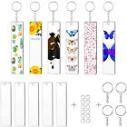216 PCS Rectangle Acrylic Key Chain Blank Clear Keyring KeyChain Pendant DIY Kit