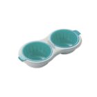 2x Draining Egg Boiler Set Edible Silicone Double Microwave Egg Poacher Cookware