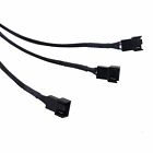 2-10X 1 to 3 Ways 4 pin PWM Fan Cable Splitter Sleeved Extension Extender Cable